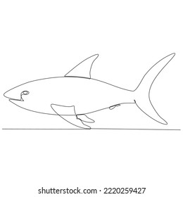 Sea fish in continuous line art drawing style. Minimalist black linear sketch on a white background. Vector illustration