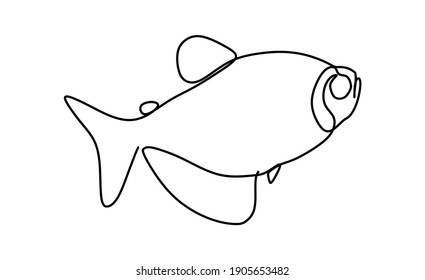 Pescado de mar Dibujo continuo de una línea