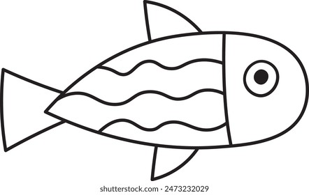 Ilustración vectorial de Doodle de Pez Marino