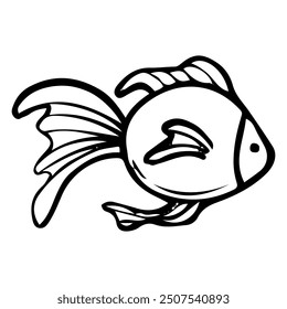 Sea fish hand drawn doodle. Aquatic animal. Fishing. Coral reef. Diving. Vector sketch line art illustration.