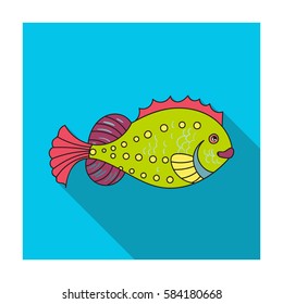 Sea fish icon in flat style isolated on white background. Sea animals symbol stock vector illustration.