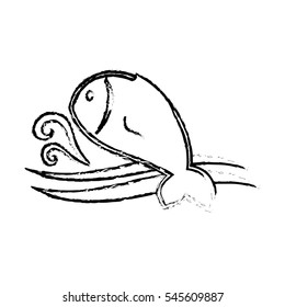 sea fish icon over white background. vector illustration