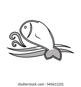 sea fish icon over white background. vector illustration