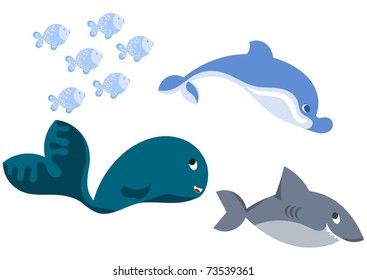 sea fish icon set