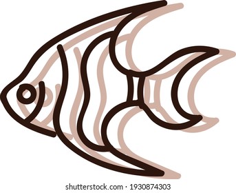 Pescado marino, ilustración, vector sobre fondo blanco.
