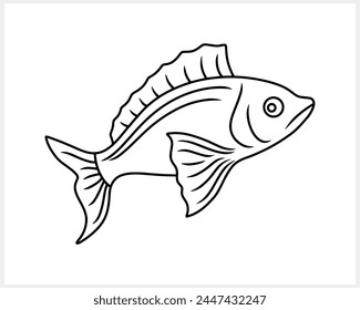 Sea fish isolated. Engraving Animal Doodle vector stock illustration. EPS 10
