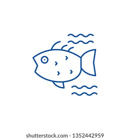 Sea fish line icon concept. Sea fish flat  vector symbol, sign, outline illustration.