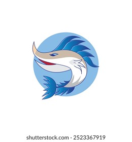 sea ​​monster fish mascot logo design vector illustration