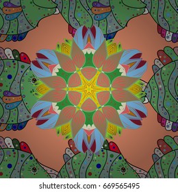 Sea fish on colored background. Vector illustration. Ocean or aquarium background. Vector seamless fish pattern.