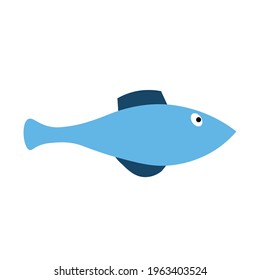 Sea fish on an isolated background. A variety of popular colored fish. Cute flat vector illustration. Element or banner.