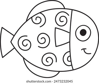 Sea Fish Outline Vector Illustration