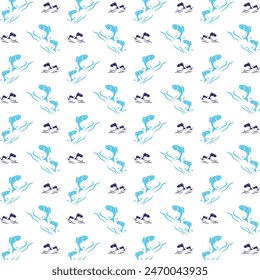 Sea fish reasonable trendy multicolor repeating pattern vector illustration design