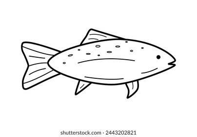 Sea fish or river doodle icon. Vector illustration of a carp, dorado, isolated on white.