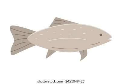 Sea fish or river doodle icon. Vector illustration of a carp, dorado, isolated on white.