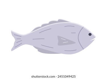 Sea fish or river doodle icon. Vector illustration of a carp, dorado, isolated on white.