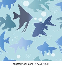 Seefische nahtlos. Gut für Textilien, Umhüllungen, Wallpaper usw. Seefische einzeln auf blauem Hintergrund. Vektorgrafik.