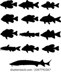 Sea fish silhouette vector art