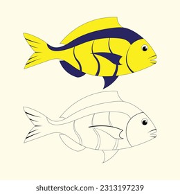 Sea fish vector flat illustration