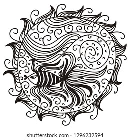 Sea and fish. Vector illustration