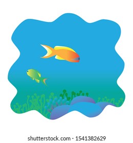 in the sea  and fish vector illustration