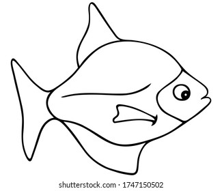 Sea Fish Vector Illustration Outline On Stock Vector (Royalty Free ...