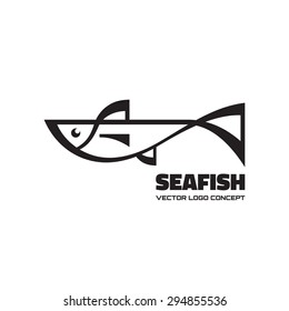 Sea fish - vector logo template concept illustration. Sea food. Design element.
