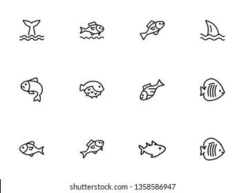 Sea fishes icon set. Seaanimal concept. Vector illustration can be used for topics like seafood, cuisine, cooking