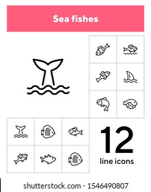 Sea fishes icon set. Seaanimal concept. Vector illustration can be used for topics like seafood, cuisine, cooking