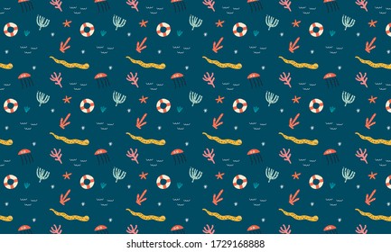 Sea fishes and medusa pattern