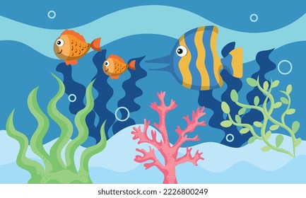 sea fishes and seaweed sealife