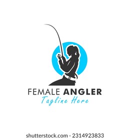 sea fishing fan woman logo design