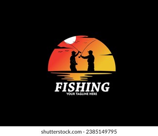 Sea fishing logo design silhouette