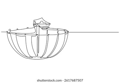 Sea Fishing net continuous one line art design