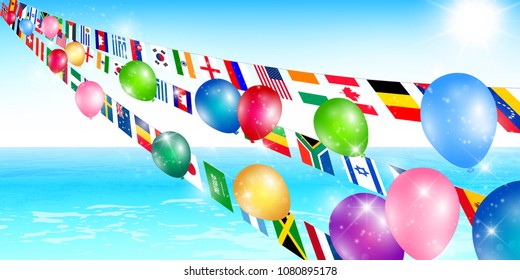 Sea flag landscape background