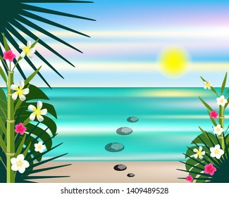Sea flowers plants beach background