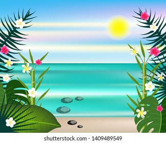 Sea flowers plants beach background