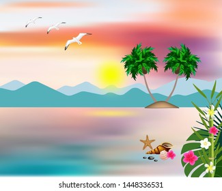 Sea flowers plants beach background