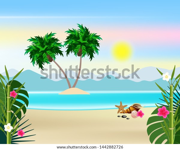 Sea Flowers Plants Beach Background Stock Vector (Royalty Free ...