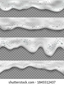 Sea foam. Seaside water top view soap bubbles ocean liquid splashes vector realistic