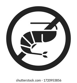 Sea food allergy glyph black icon. Allergenic ingredient. Food intolerance. Pictogram for web page, mobile app, promo.