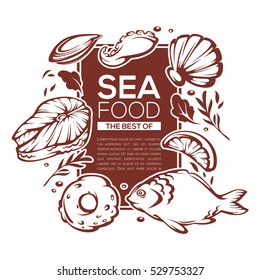 sea food background, vector template design for your menu