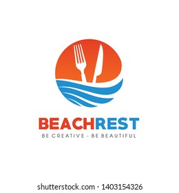 Sea Food, Beach Restaurant Logo Vector