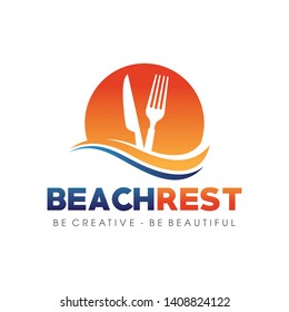 Sea Food, Beach Restaurant Logo Vector