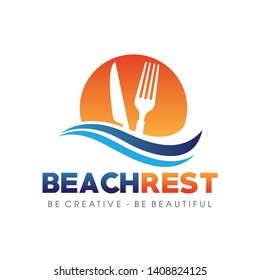 Sea Food, Beach Restaurant Logo Vector