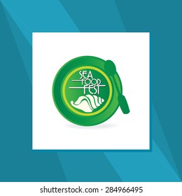 sea food concept with food plate vector illustration 