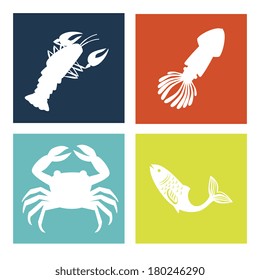 sea food design over white background vector illustration