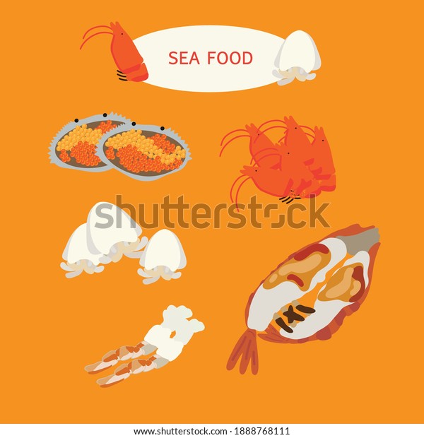 Sea Food Food design \
Shrimp Squid Quick Fish-Sauce\
Marinated Crab