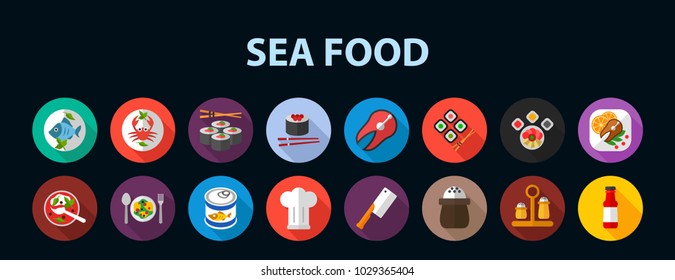 Sea food flat icon concept. Vector illustration. Element template for design.