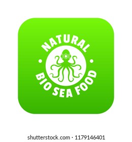 Sea food icon green vector isolated on white background