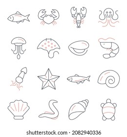 Sea Food icons set.Sea Food pack symbol vector elements for infographic web